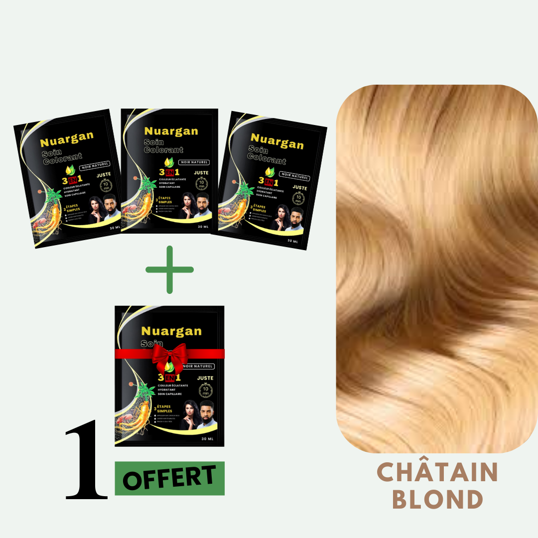 Nuargan™ – Shampoing colorant au sésame noir & extrait de ginseng | Résultat Garanti en 10 minutes