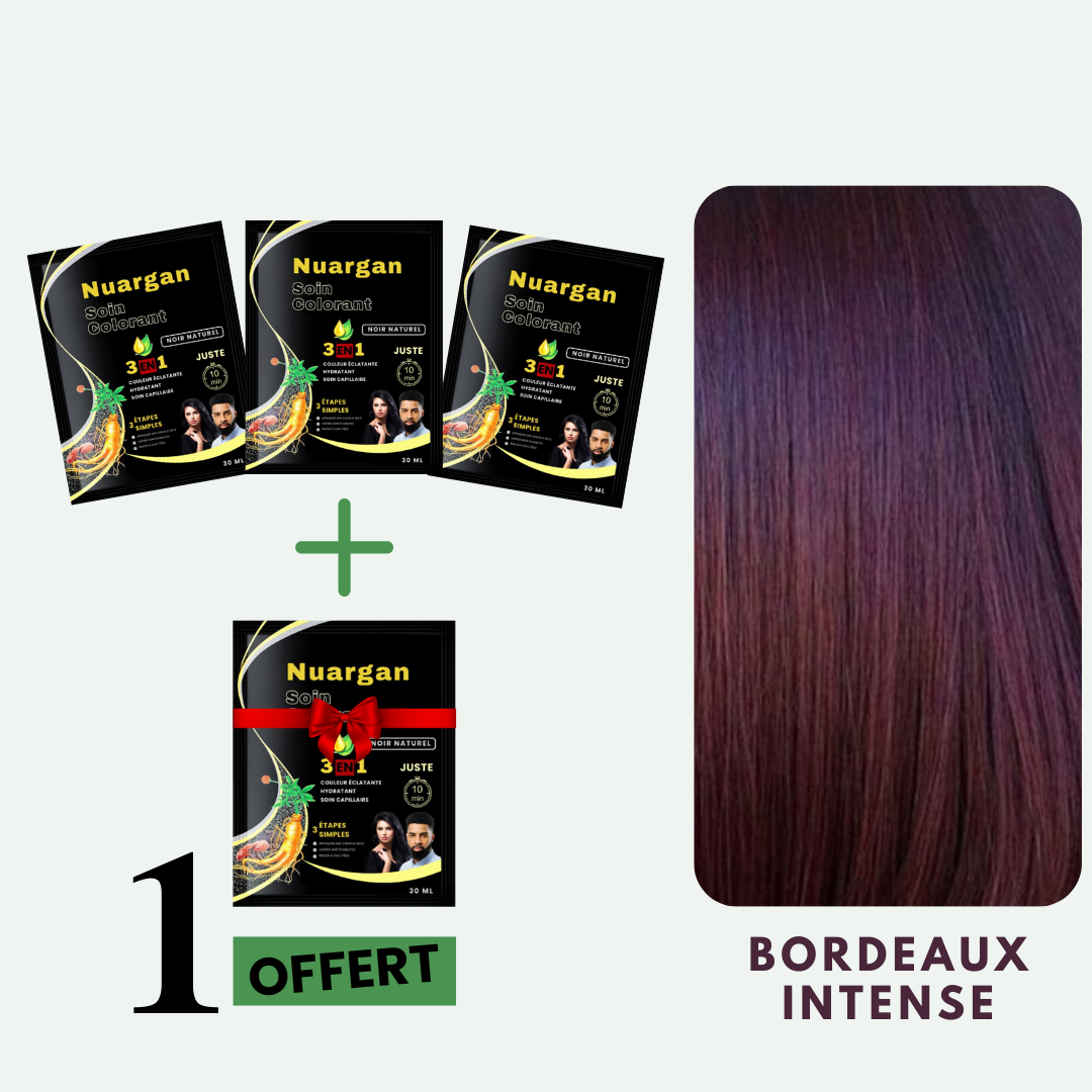 Nuargan™ – Shampoing colorant au sésame noir & extrait de ginseng | Résultat Garanti en 10 minutes